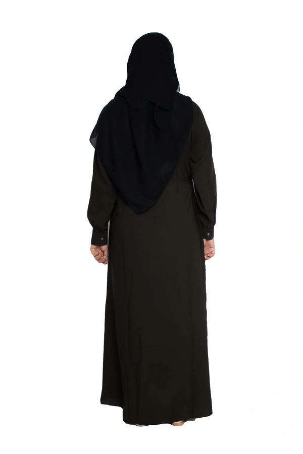 Humeira Abaya Dubai Style Simple Abaya Burkha in Al Nida Fabric Simple Frill Black - 54, Black, 300 gms