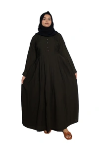Humeira Abaya Dubai Style Simple Abaya Burkha in Al Nida Fabric Simple Frill Black - 54, Black, 300 gms