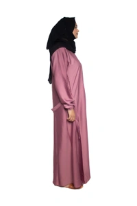 Humeira Abaya Dubai Style Simple Abaya Burkha in Al Nida Fabric Belt N Pink Pink - 54, Pink, 300 gms