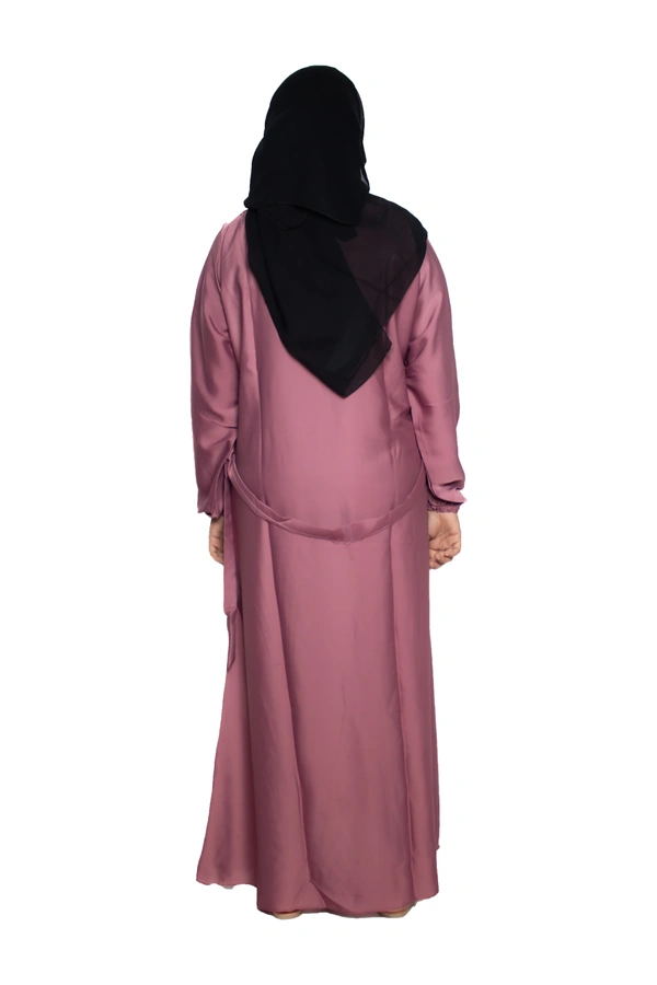 Humeira Abaya Dubai Style Simple Abaya Burkha in Al Nida Fabric Belt N Pink Pink - 54, Pink, 300 gms