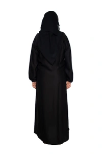 Humeira Abaya Dubai Style Simple Abaya Burkha in Al Nida Fabric Belt Black - 54, Black, 300 gms