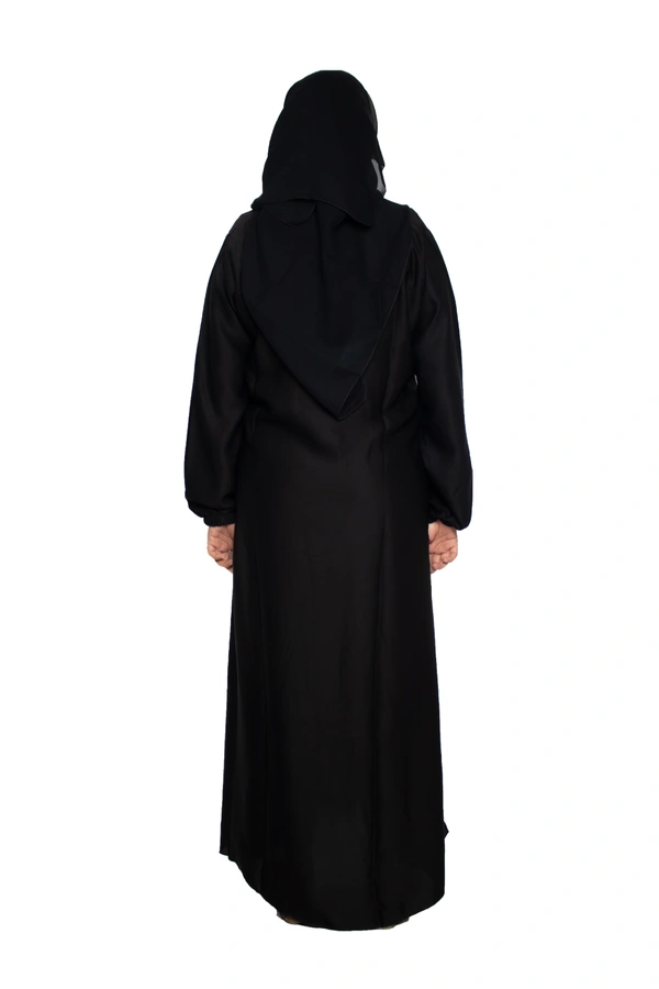 Humeira Abaya Dubai Style Simple Abaya Burkha in Al Nida Fabric Belt Black - 54, Black, 300 gms