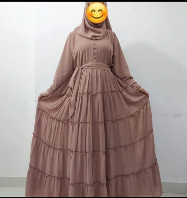 Humeira Abaya Dubai Style Simple Abaya Burkha in Al Nida Fabric HA07DP PINK - 54, PINK, 300 Grams