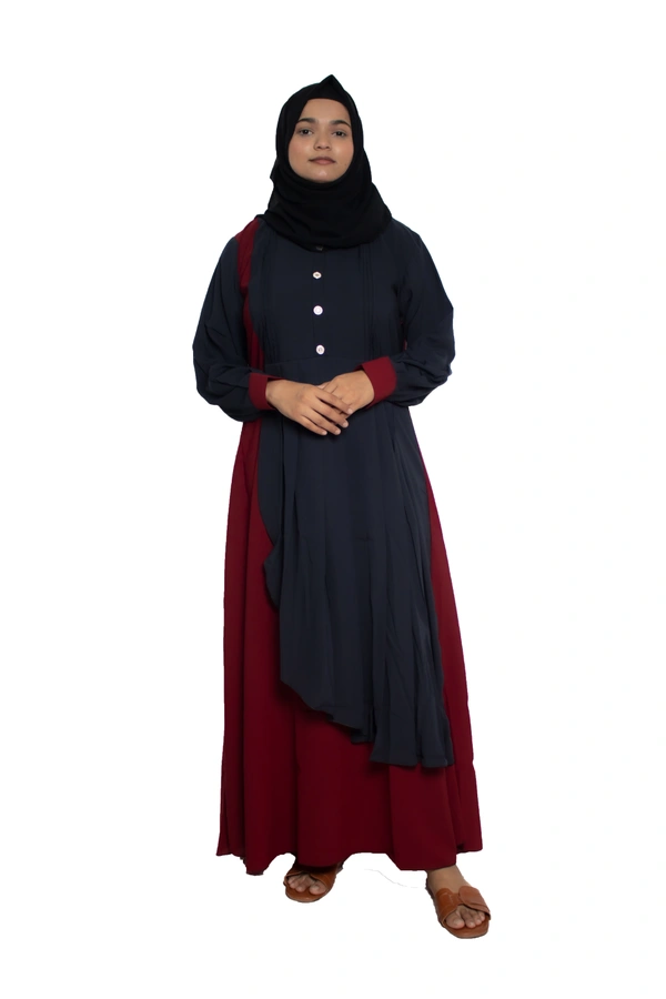 Humeira Abaya Dubai Style Simple Abaya Burkha in Firdous Fabric Saree Frill Red, Blue - 54, Blue, 300 gms