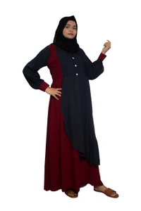 Humeira Abaya Dubai Style Simple Abaya Burkha in Firdous Fabric Saree Frill Red, Blue - 54, Blue, 300 gms