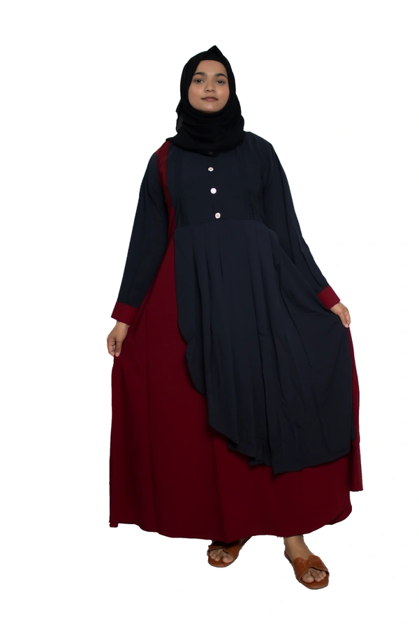 Humeira Abaya Dubai Style Simple Abaya Burkha in Firdous Fabric Saree Frill Red, Blue - 54, Blue, 300 gms