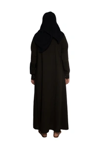 Humeira Abaya Dubai Style Simple Abaya Burkha in Firdous Fabric Stone Line Frill on Sleeves & Upper Green Color - 54, Green, 300 gms