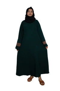 Humeira Abaya Dubai Style Simple Abaya Burkha in Firdous Fabric 6 BTN Rama Green 3 Layer Sleeves - 54, Rama Green, 300 gms