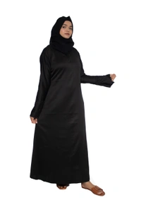 Humeira Abaya Dubai Style Simple Abaya Burkha in Garm Fabric Garm Black Black - 54