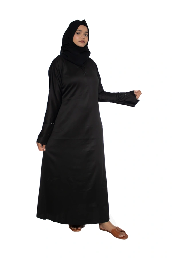 Humeira Abaya Dubai Style Simple Abaya Burkha in Garm Fabric Garm Black Black - 54