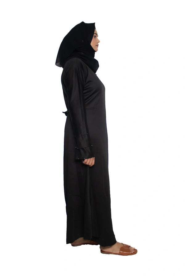 Humeira Abaya Dubai Style Simple Abaya Burkha in Garm Fabric Garm Black Black - 54