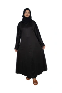 Humeira Abaya Dubai Style Simple Abaya Burkha in Garm Fabric Garm Black Black - 54