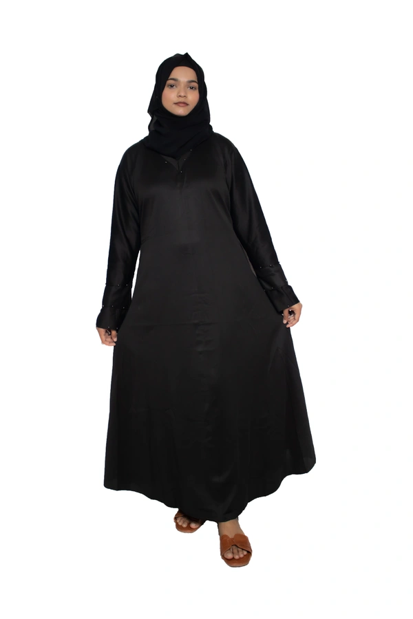 Humeira Abaya Dubai Style Simple Abaya Burkha in Garm Fabric Garm Black Black - 54
