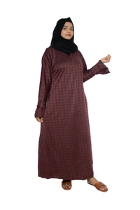 Humeira Abaya Dubai Style Simple Abaya Burkha in Garm Fabric Garm Maroon Maroon - 54