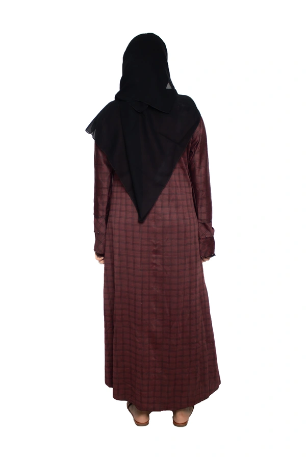 Humeira Abaya Dubai Style Simple Abaya Burkha in Garm Fabric Garm Maroon Maroon - 54