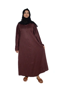 Humeira Abaya Dubai Style Simple Abaya Burkha in Garm Fabric Garm Maroon Maroon - 54