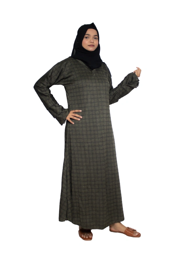 Humeira Abaya Dubai Style Simple Abaya Burkha in Garm Fabric Garm Green Green - 54