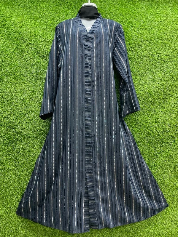 Humeira Abaya Dubai Style Simple Abaya Burkha in Premium Crush Blue Fabric Cutting Crush Blue - XL, Blue, 300gm