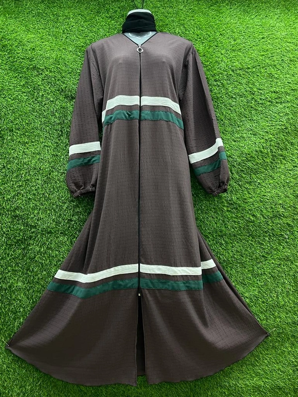 Humeira Abaya Dubai Style Simple Abaya Burkha in Premium Crush Brown Fabric F.O Double Patti Crush - XL, Brown, 300gm