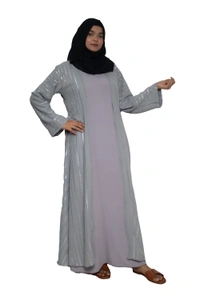 Humeira Abaya Dubai Style Simple Abaya Burkha in Premium Crush Fabric Coat Type Cy Crush White Line Abaya Cream - 54, Cream, 300 gms