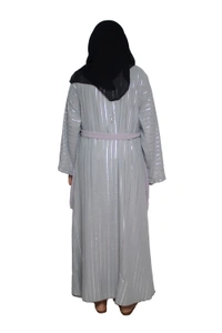 Humeira Abaya Dubai Style Simple Abaya Burkha in Premium Crush Fabric Coat Type Cy Crush White Line Abaya Cream - 54, Cream, 300 gms