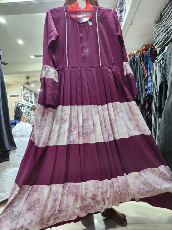 Humeira Abaya Dubai Style Simple Abaya Burkha in Premium Crush Fabric HA28DP PURPUL - 54, PURPUL, 300 Grams