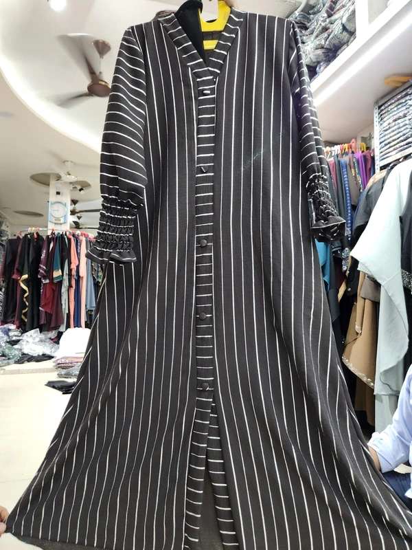 Humeira Abaya Dubai Style Simple Abaya Burkha in Premium Crush Fabric HA16DP BLACK - 54, BLACK, 300 Grams