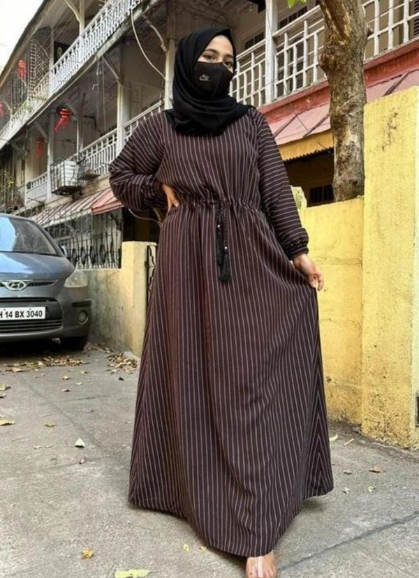 Humeira Abaya Dubai Style Simple Abaya Burkha in Premium Crush Fabric HA05DP BROWN - 54, BROWN, 300 Grams