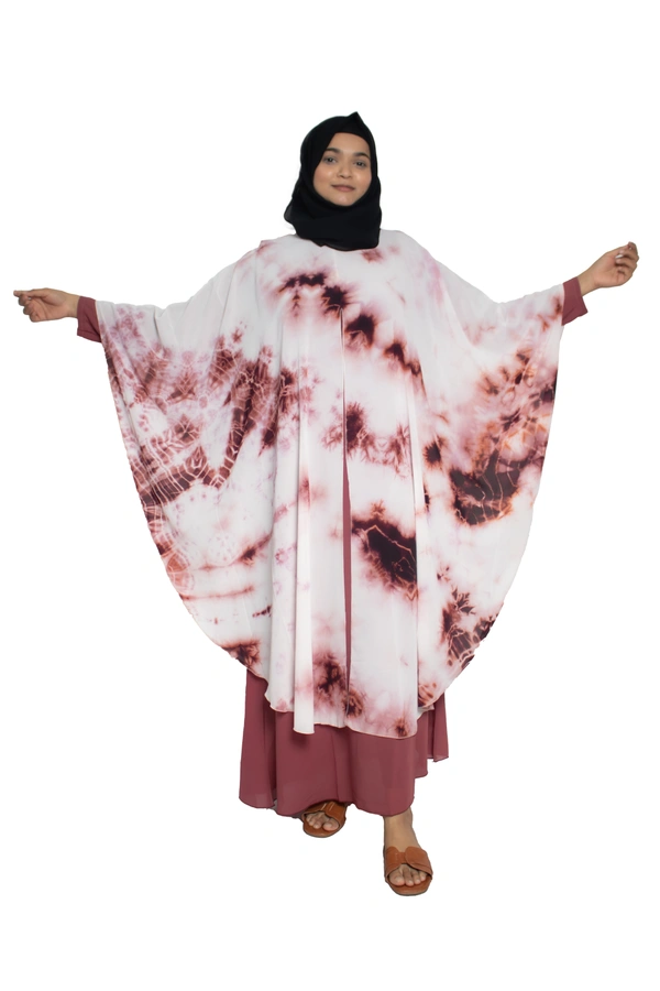 Humeira Abaya Dubai Style Simple Abaya Farasha in Al Nida Fabric Pink Multicolour Simple Farasha - 54, Pink, 300 gms
