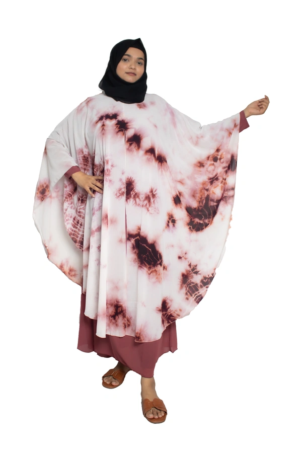 Humeira Abaya Dubai Style Simple Abaya Farasha in Al Nida Fabric Pink Multicolour Simple Farasha - 54, Pink, 300 gms