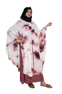Humeira Abaya Dubai Style Simple Abaya Farasha in Al Nida Fabric Pink Multicolour Simple Farasha - 54, Pink, 300 gms