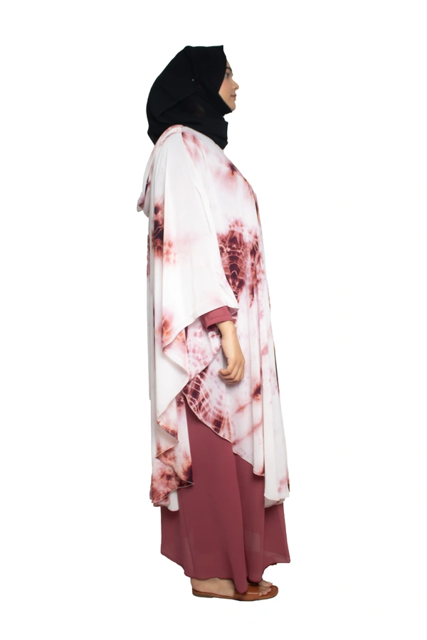 Humeira Abaya Dubai Style Simple Abaya Farasha in Al Nida Fabric Pink Multicolour Simple Farasha - 54, Pink, 300 gms