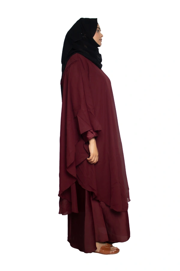 Humeira Abaya Dubai Style Simple Abaya Farasha in Al Nida Fabric Simple Farasha Maroon - 54, Maroon, 300 gms