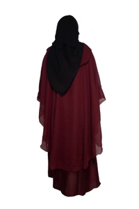 Humeira Abaya Dubai Style Simple Abaya Farasha in Al Nida Fabric Simple Farasha Maroon - 54, Maroon, 300 gms
