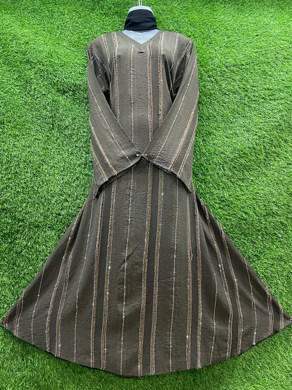 Humeira Abaya Dubai Style Simple Premium Front Cut Burkha in Crush Fabric Coffee Color - XL, Grey, 300gm