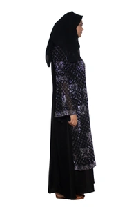 Humeira Abaya Dubai Style Stone Work Abaya Burkha in Al Nida Fabric Heavy Chitta & Leaf Burkha Black - 54, Black, 300 gms