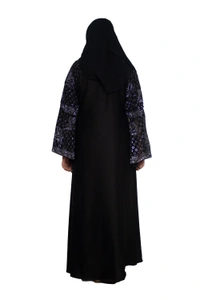 Humeira Abaya Dubai Style Stone Work Abaya Burkha in Al Nida Fabric Heavy Chitta & Leaf Burkha Black - 54, Black, 300 gms