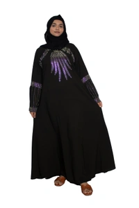 Humeira Abaya Dubai Style Stone Work Abaya Burkha in Firdous Fabric Front Buta Diamond Stone Kahi Colour - 54, Green, 300 gms