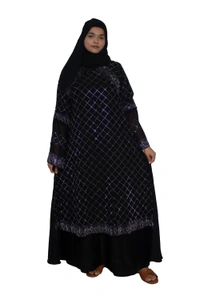 Humeira Abaya Dubai Style Stone Work Abaya Burkha in Al Nida Fabric Heavy Squar Stone Work Black - 54, Black, 300 gms