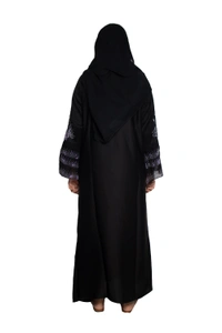 Humeira Abaya Dubai Style Stone Work Abaya Burkha in Al Nida Fabric Kranti Black - 54, Black, 300 gms