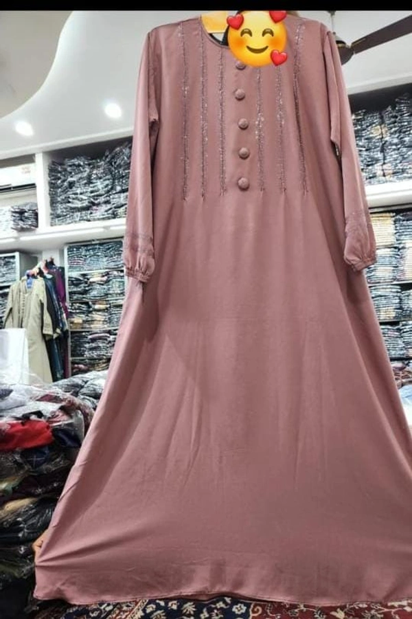Humeira Abaya Dubai Style Stone Work Abaya Burkha in Premium Crush Fabric HA23DP PINK - 54, PINK, 300 Grams