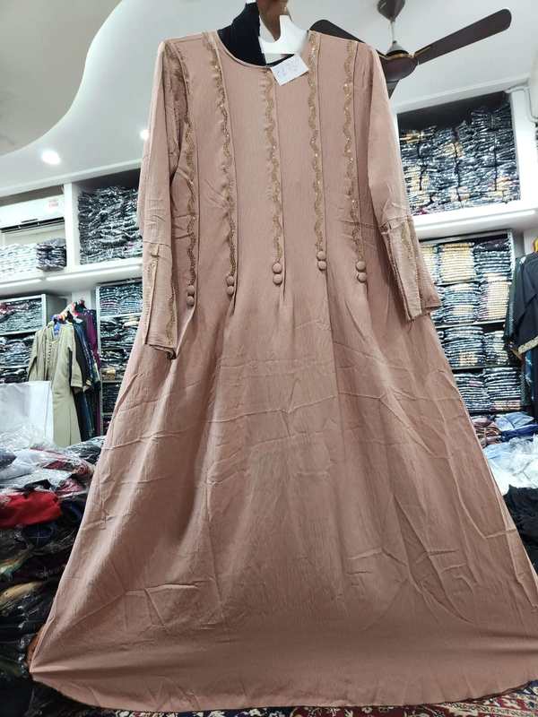 Humeira Abaya Dubai Style Stone Work Abaya Burkha in Premium Crush Fabric HA10DP PITCH - 54, PITCH, 300 Grams