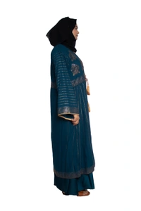 Humeira Abaya Dubai Style Stone Work Abaya Shrug in Al Nida Fabric Heavy Sherwani Double Abaya Rama Green - 54, Rama Green, 300 gms