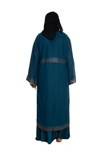 Humeira Abaya Dubai Style Stone Work Abaya Shrug in Al Nida Fabric Heavy Sherwani Double Abaya Rama Green - 54, Rama Green, 300 gms