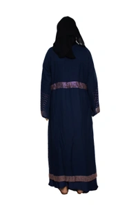 Humeira Abaya Dubai Style Stone Work Abaya Shrug in Al Nida Fabric Heavy Sherwani Double Abaya Blue - 54, Blue, 300 gms
