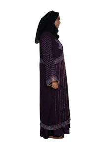 Humeira Abaya Dubai Style Stone Work Abaya Shrug in Al Nida Fabric Heavy Double Abaya Stone Line Sherwani Beige - 54, Beige, 300 gms