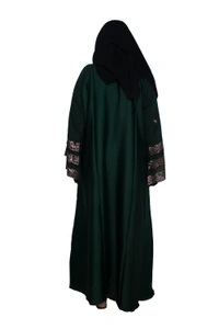 Humeira Abaya Dubai Style Stone Work Abaya Shrug in Al Nida Fabric Heavy Kranti Green - 54, Green, 300 gms