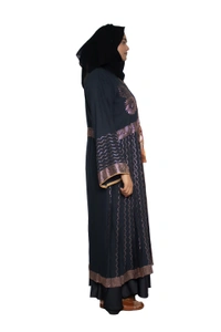 Humeira Abaya Dubai Style Stone Work Abaya Shrug in Al Nida Fabric Heavy Sherwani Double Abaya  Grey - 54, Grey, 300 gms