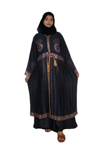 Humeira Abaya Dubai Style Stone Work Abaya Shrug in Al Nida Fabric Heavy Sherwani Double Abaya  Grey - 54, Grey, 300 gms
