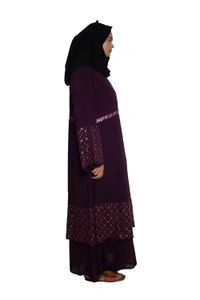 Humeira Abaya Dubai Style Stone Work Abaya Shrug in Al Nida Fabric Simple Sherwani Botton Chitta Double Abaya Purple - 54, Purple, 300 gms